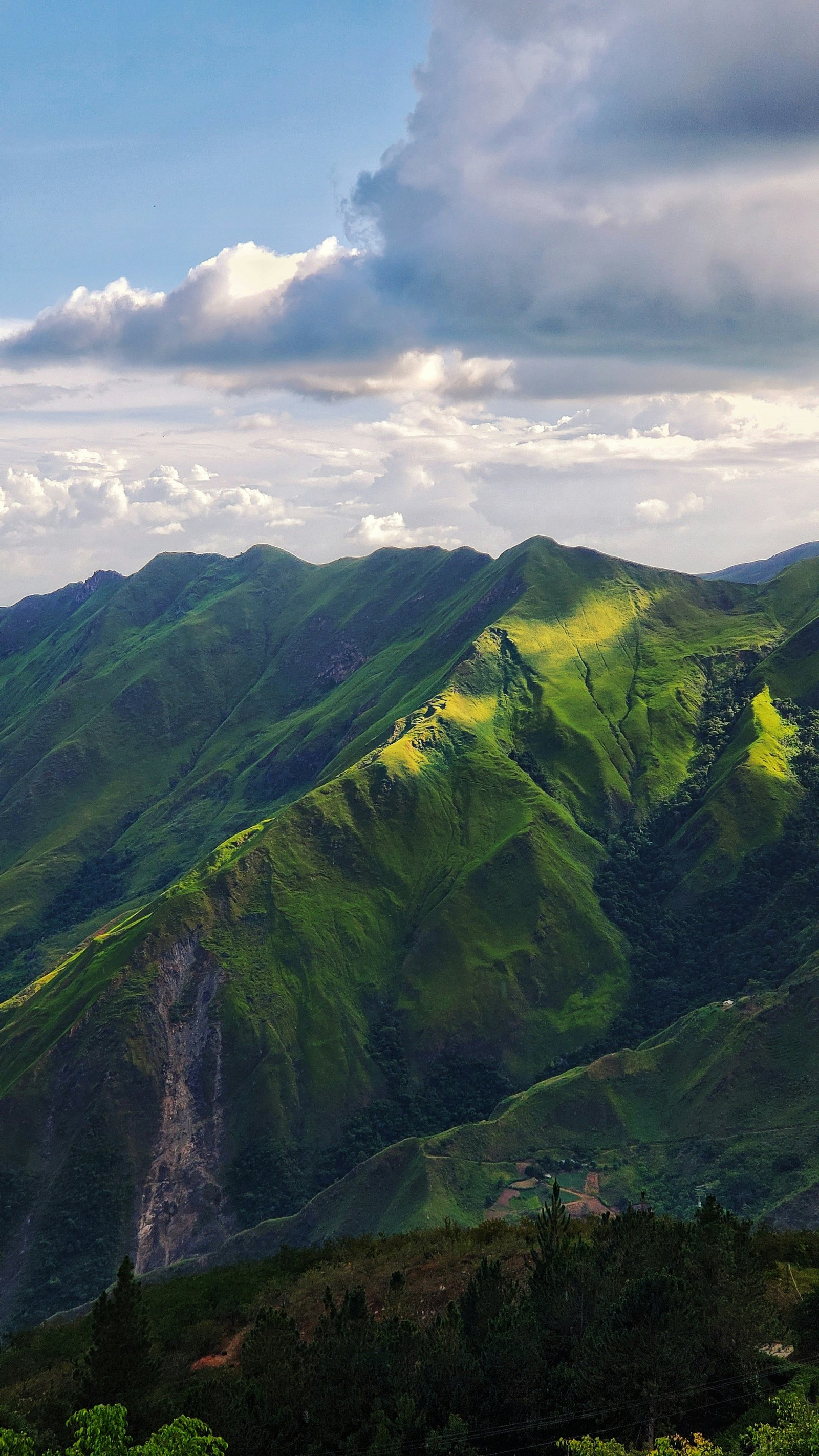 Lush green ridges of the Venezuelan Andes under a dramatic sky